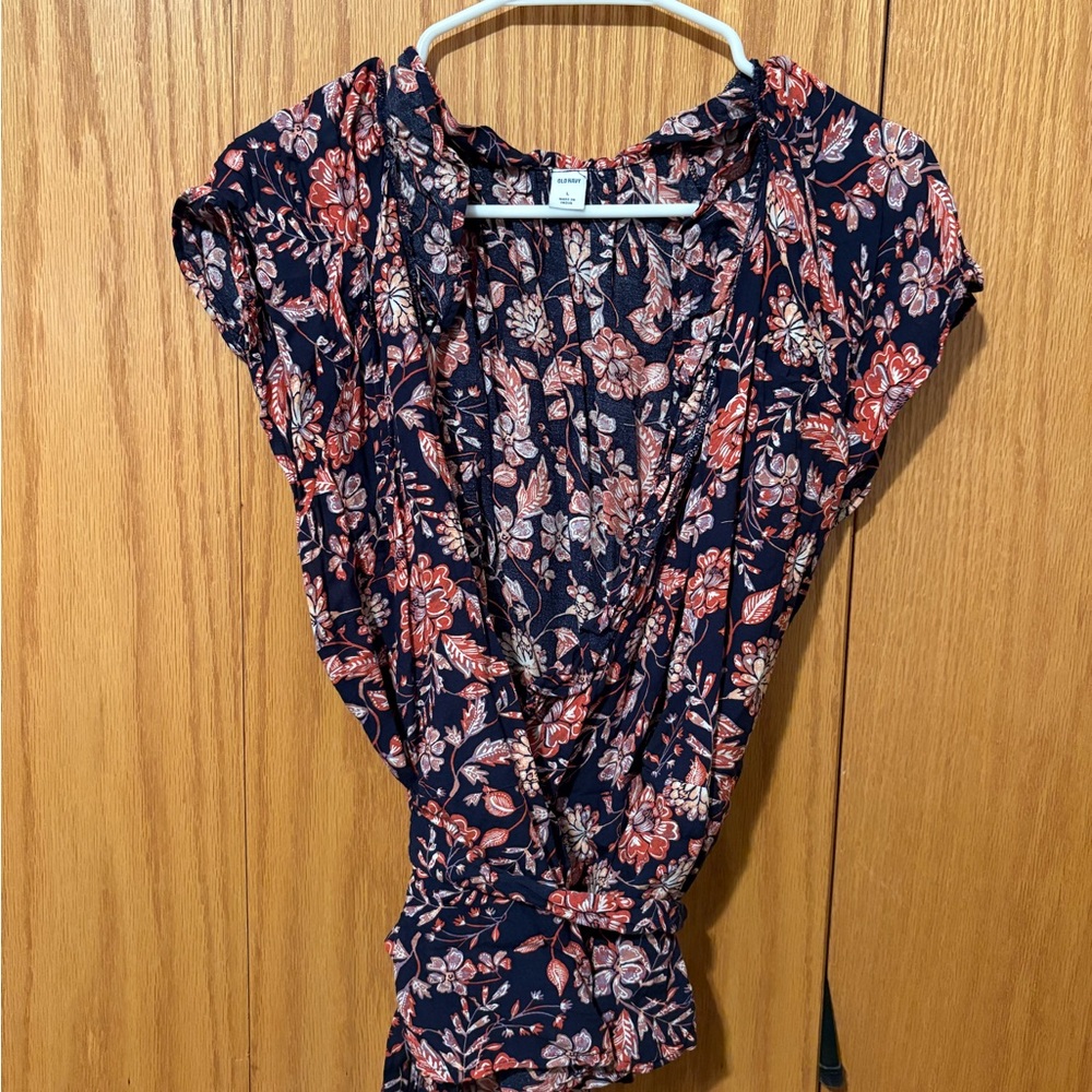 Old Navy Floral Wrap Blouse